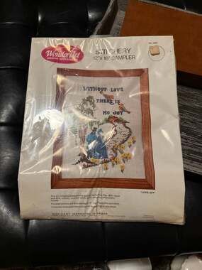Wonder Art Needlecraft Stitchery Kit Love Joy 12 x 16 Vintage
